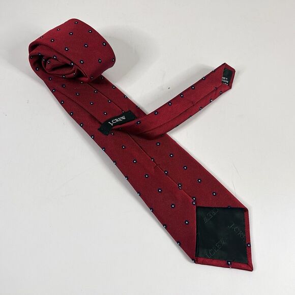 J Crew 100% English Silk Necktie Tie Floral Red Blue 3 x 58 Skinny Preppy - Picture 2 of 3